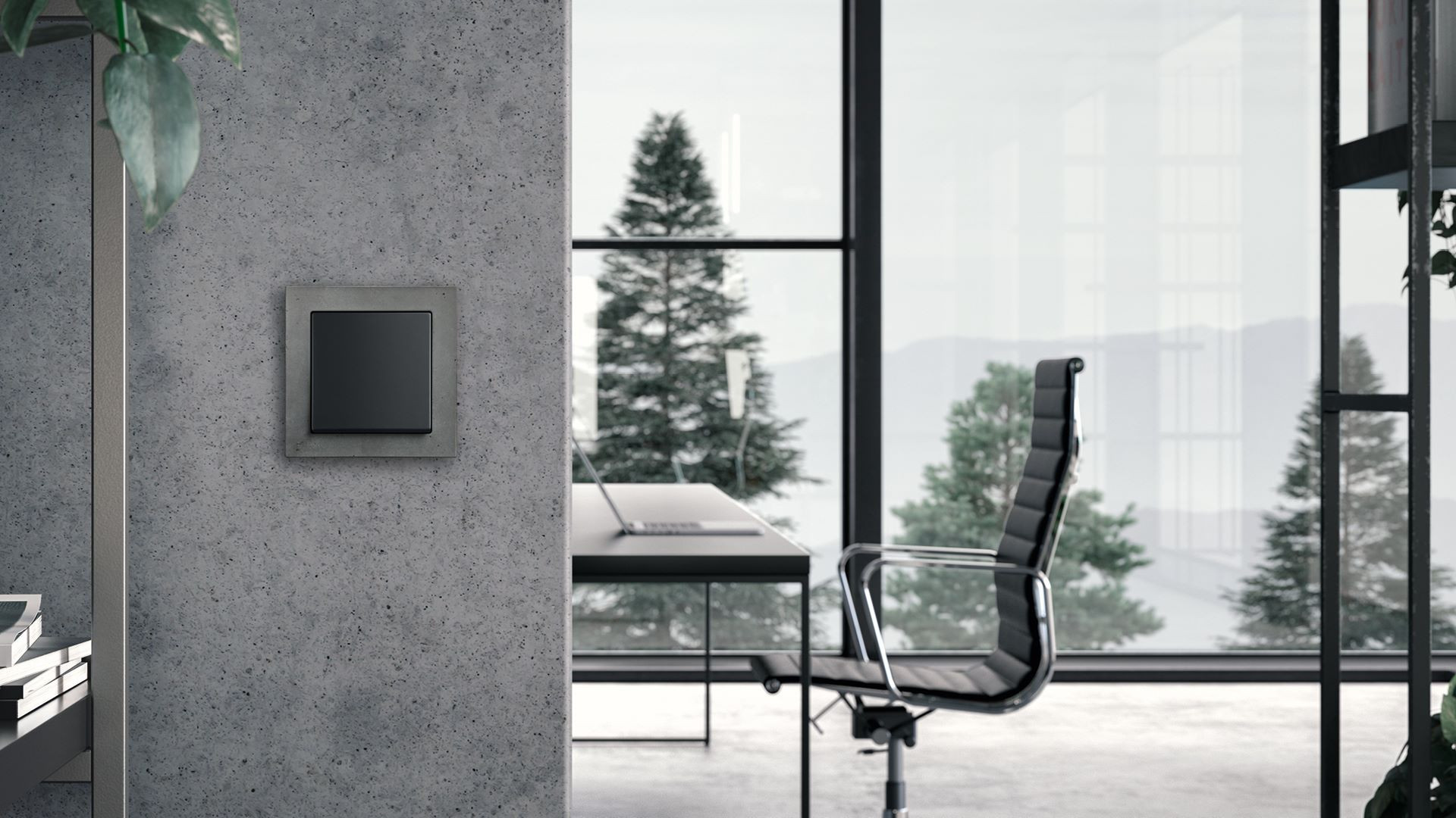 Rámeček z betonu a klapka s jemným „mechovým“ povrchem; Busch-Axcent®, ABB