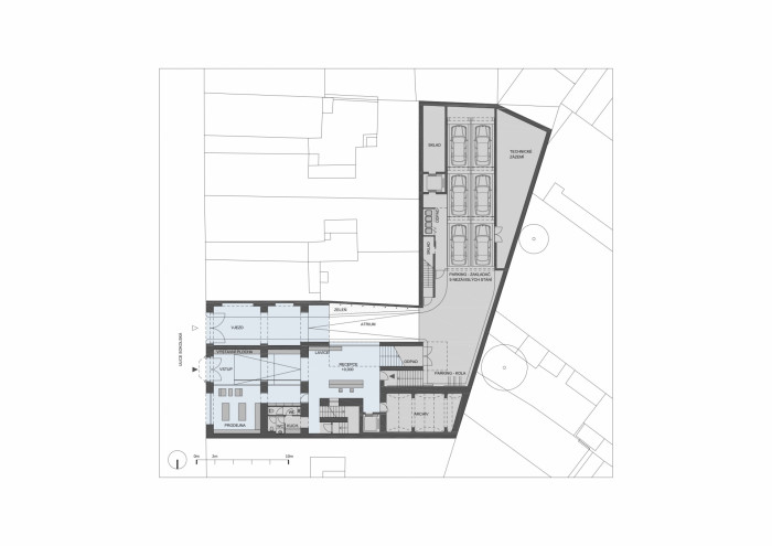 Dostavba a úpravy budovy ČKAIT, půdorys 1 NP, FAM ARCHITEKTI
