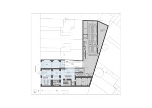 Dostavba a úpravy budovy ČKAIT, půdorys 1 NP, FAM ARCHITEKTI