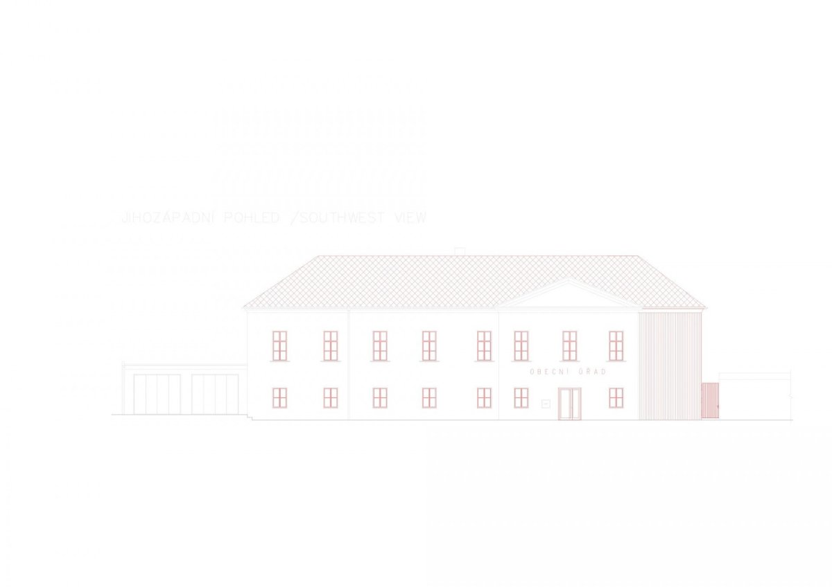 Obecní úřad Hluchov, jihozápadní pohled, Jiří Markevič / Public atelier, Jaroslav Sedlák / Fuuze