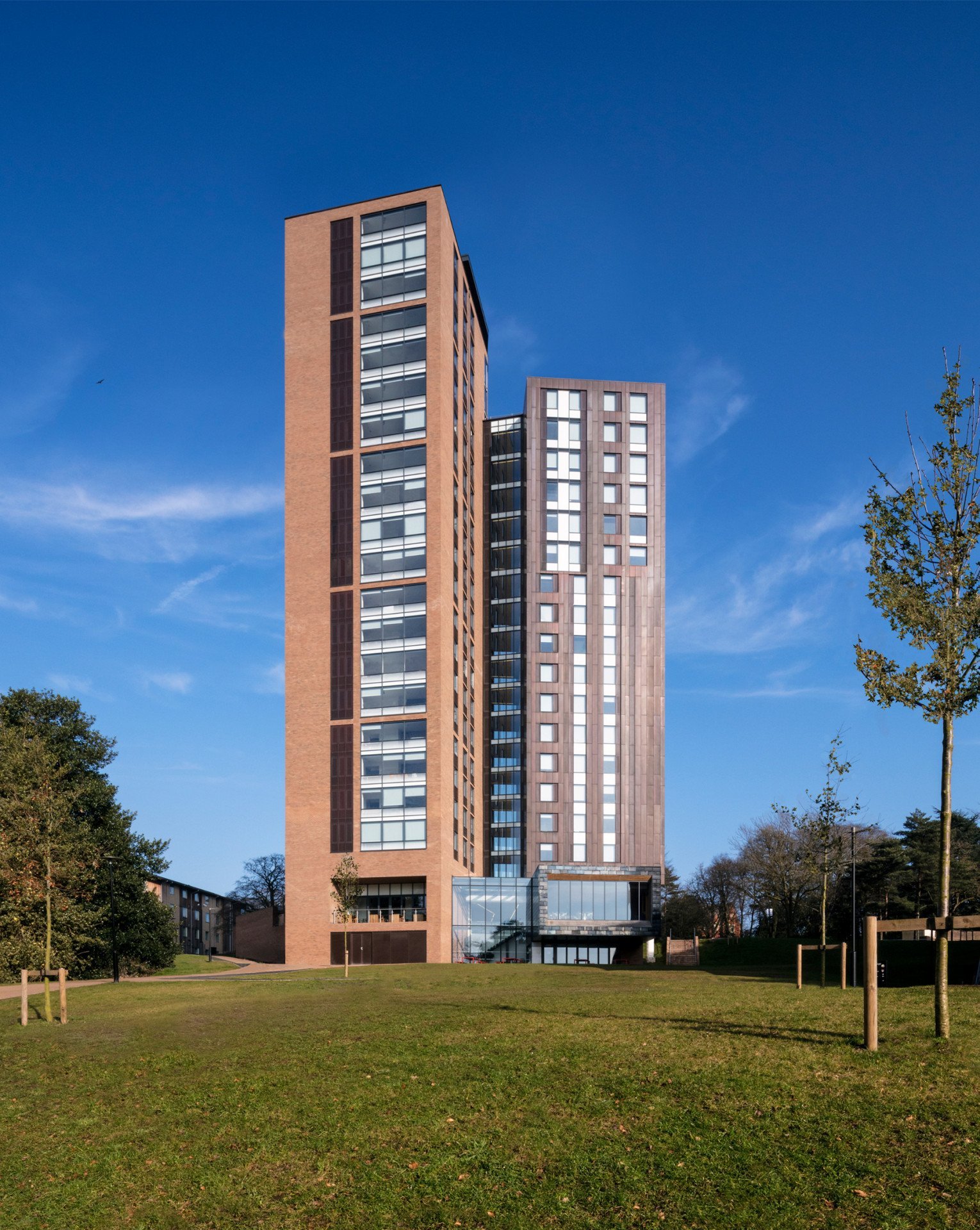 Vysokoškolské koleje Chamberlain Halls of Residence v Birminghamu, Glancy Nicholls Architects.
