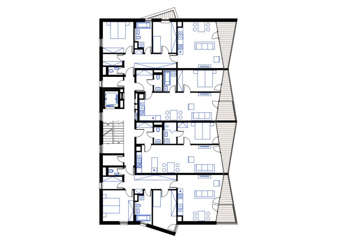 Bytový dům Corso Beroun, půdorys typického podlaží, ov-a