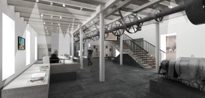 Konverze mlýnské budovy na Východočeskou galerii od studia TRANSAT architekti - hala
