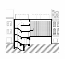 Návrh na úpravu náměstí v Benešově, řez prolukou, Marcela Steinbachová, Vít Holý