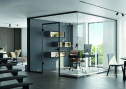 Na veletrhu bude poprvé představen interiérový systém prosklených stěn Schüco, zatím dostupný (objednatelný) jen na německém trhu