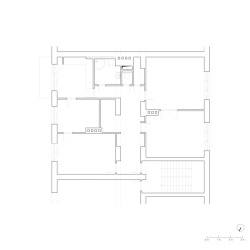 Půdorys původního stavu ("Open space" byt v Hodoníně od Atel!er)