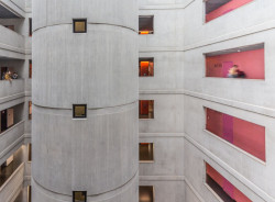 V Barbie Landu může být každá Barbie tím, čím jen chce, možnosti má neomezené, podporu taky. Ve světě bez sociálních rozdílů se může stát třeba prezidentkou, právničkou, dělnicí i architektkou. Na Fakultě architektury ČVUT jí k učení připravili ideální hot pink výmalbu. (Fakulta architektury ČVUT, Alena Šrámková, Lukáš Ehl, Tomáš Koumar, interiéry Markéta Cajthamlová, Lenka Brožová)