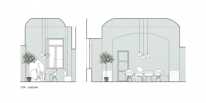 Lenka Míková Architect / Architektonické studio Markéta Bromová, Parlor Café, pohledy do hlavních prostor, salónek – foto