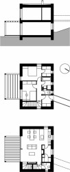Rodinný dům u Slapské přehrady, Stempel & Tesar architekti - půdorysy a řez