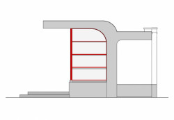 Rekonstrukce funkcionalistické zastávky od architekta Oskara Pořísky, boční pohled, Atelier RAW