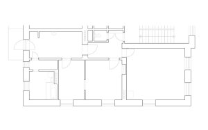 Henkai Architekti, rekonstrukce bytu s knihovnou v Opavě, stav před rekonstrukcí, výkres