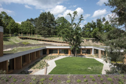 Dům pro Julii je zapuštěný do svahu. (Dům pro Julli, ateliér Čtyřstěn)