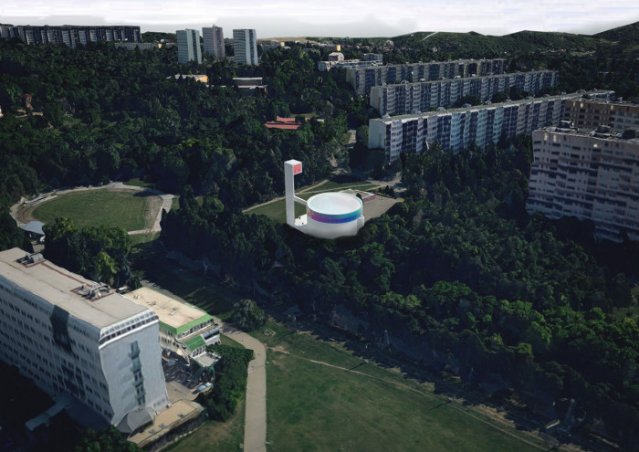 Kostel bl. Restituty Brno - Lesná, ptačí pohled