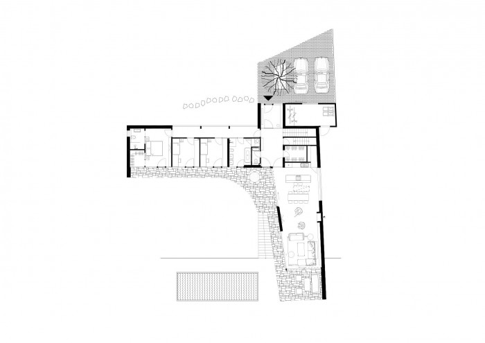 Vila na Vysoké skále, Majo architekti, půdorys 1 NP