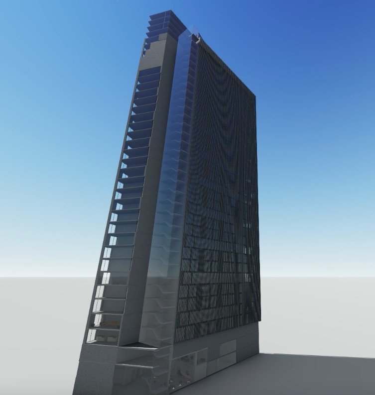 Návrh studentského bydlení v Holešovicích, 3D model, Eliška Ptáčková.