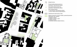 Návrh na úpravu náměstí v Benešově, schéma zeleň, Marcela Steinbachová, Vít Holý