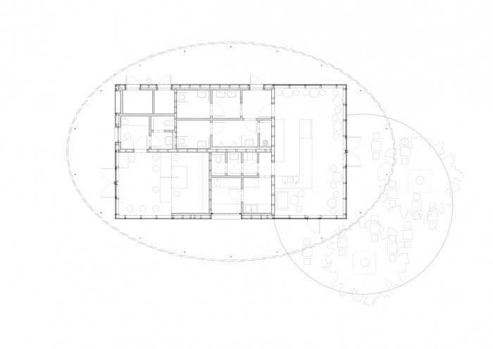 Revitalizace parku a náměstí Krakov v Bohnicích, půdorys altánu, Rusina Frei architekti