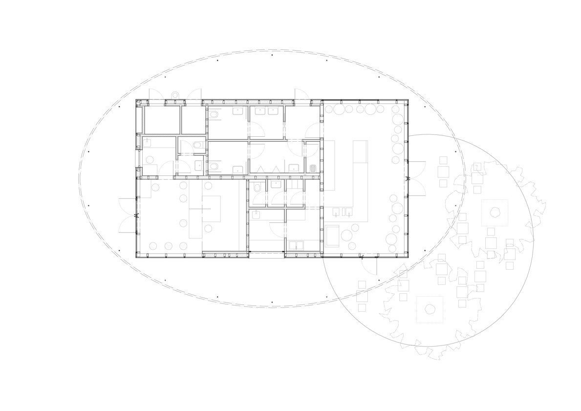 Revitalizace parku a náměstí Krakov v Bohnicích, půdorys altánu, Rusina Frei architekti