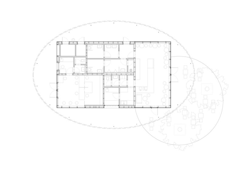 Revitalizace parku a náměstí Krakov v Bohnicích, půdorys altánu, Rusina Frei architekti