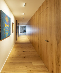 Dorsis Fortius 52 může být s dubovými lamelami, dýhou nebo jednoduše bílé. Cílem je nechat dveřní plochu splynout s okolní zdí.