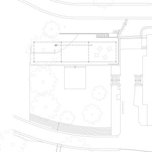 Obnova nábřeží řeky Loučné v Litomyšli, půdorys pavilonu, Rusina Frei