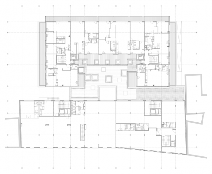 gutgut, JRKVC, DUN / Bytový dom na Dunajskej, půdorys 2. NP – foto