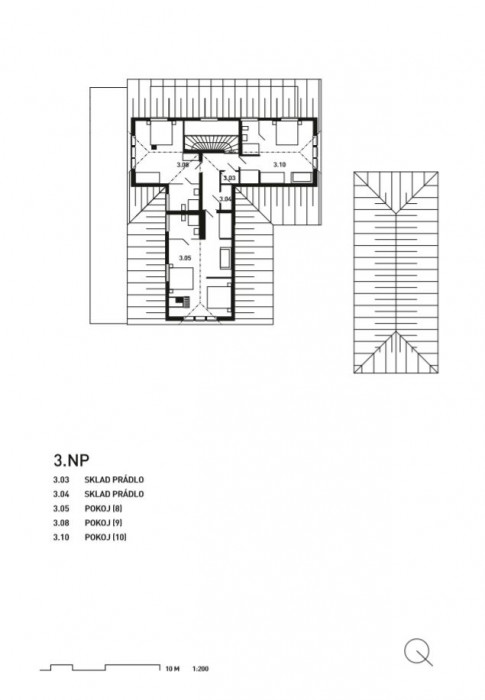 Chata Hradečanka, půdorys 3NP, OK PLAN ARCHITECTS