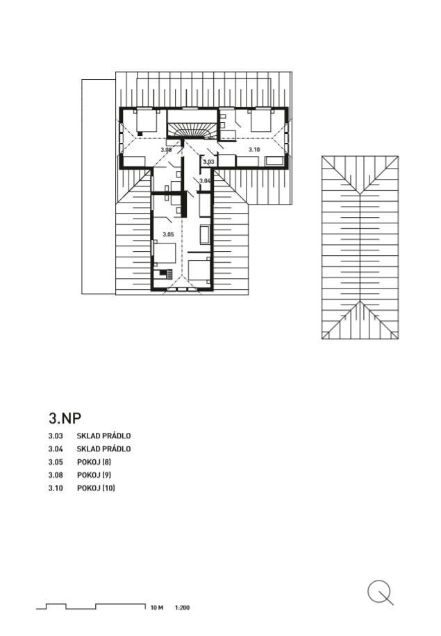 Chata Hradečanka, půdorys 3NP, OK PLAN ARCHITECTS
