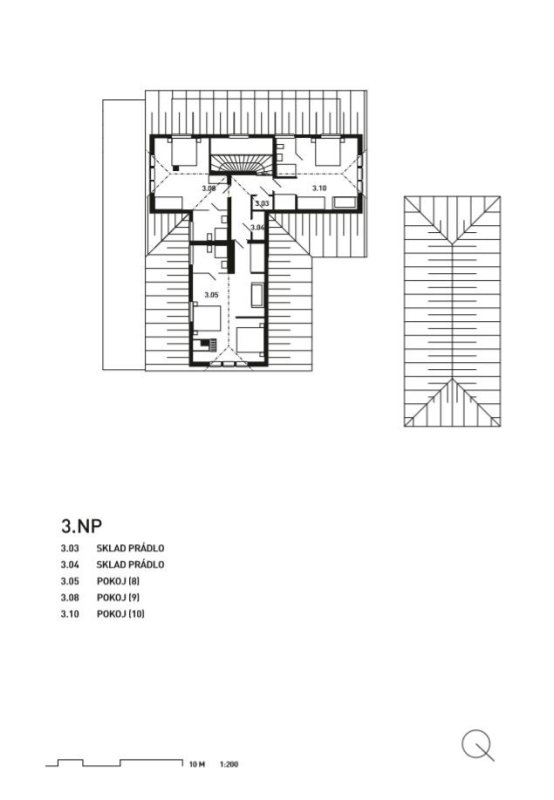 Chata Hradečanka, půdorys 3NP, OK PLAN ARCHITECTS
