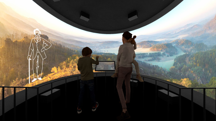 Vizualizace vítězného návrhu Studia COSMO a spol. - rozhledna s vyhlídkou do úchvatné krajiny Českého Švýcarska