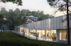 Pohled na vstup do nového pavilonu, MAS Architects.