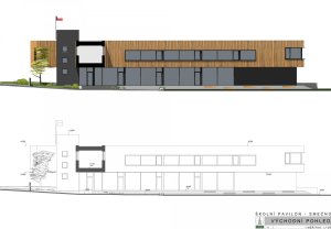 Pavilon ZŠ Smečno, LCArch s.r.o. - pohled východní