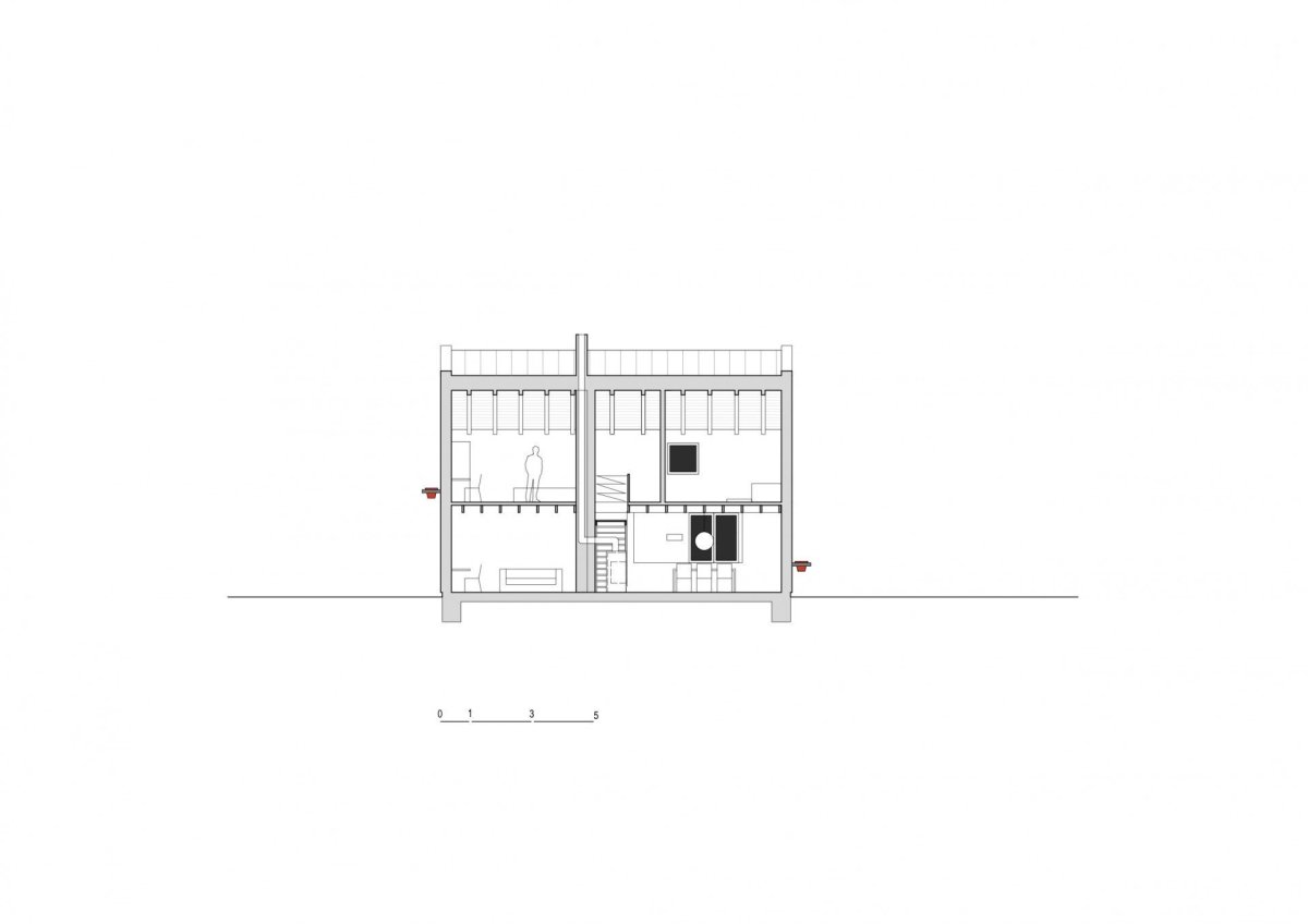 Rodinný dům v Letech, Mimosa architekti, řez