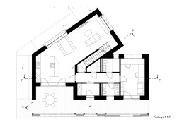 Půdorys 1.NP (Rodinný dům v Klokočné od ateliéru Chrama)