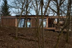 Vzrostlé stromy kolem zůstaly bez (Dům Medník, päivä architekti)