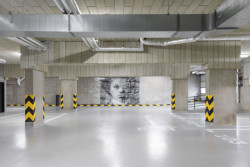 Murál v garáži (Bytový soubor Bohdalecké kvarteto, Podlipný Sladký architekti)