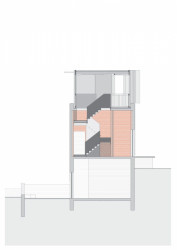 Johansen Skovsted Arkitekter, přečerpávací stanice na řece Skjern, průřez východní stanicí