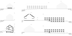 Polyfunkční dům Slivenec, řezy bytovým domem, BOD ARCHITEKTI