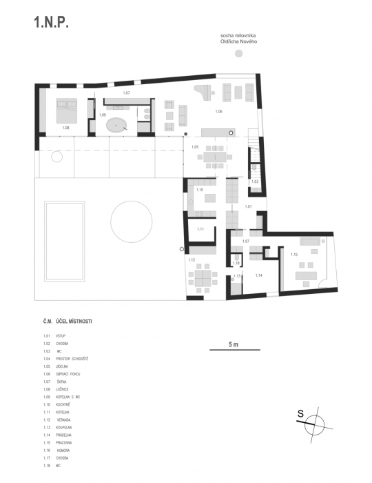 ZETTE atelier, RD Mikulovice I, půdorys 1. NP – foto