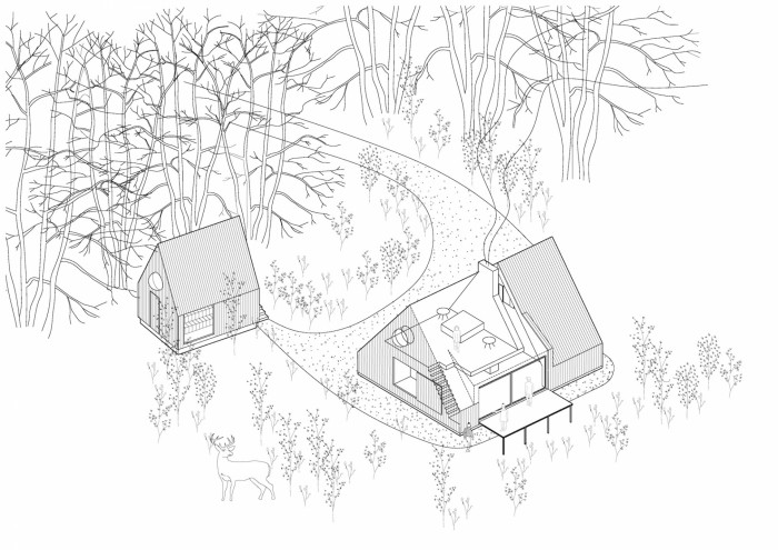 Chata pod Bukovou, Mjölk architekti, axonometrie