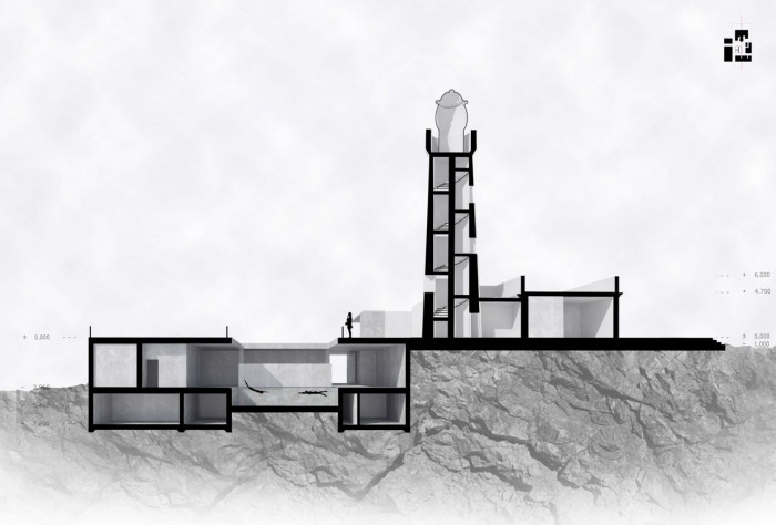 Eliška Kovaříková, Přestavba majáku na hotel v Syrakusách, Itálie, řez – foto