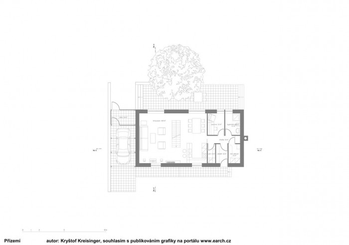 Kryštof Kreisinger, rodinný dům v ulici Nad Školou, Hořovice - půdorys přízemí