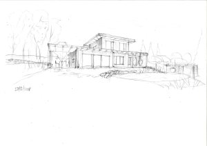 Rodinný dům s hnízdem, ARCHCON atelier: Skica exteriéru