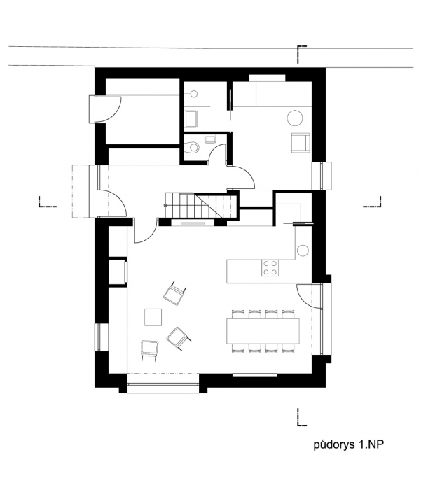 ov-a, Dům pro volný čas Sušice, půdorys 1. NP – foto