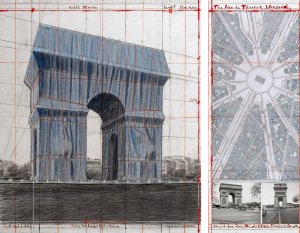 Christo k projektu vytvořil obrovské množství kreseb na návrhů.