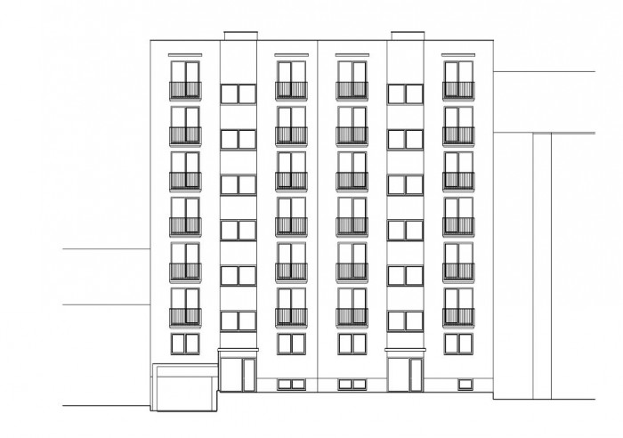 Bytový dům Domino,pohled ze dvora,  Atelier RAW