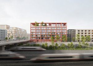 Nová podoba Florence - Vizualizace jižní fasády z opačné strany železniční trati