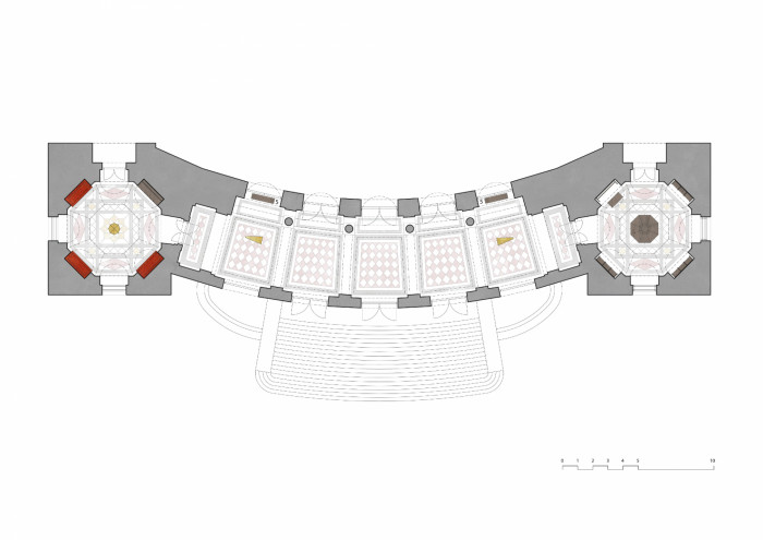 Interiéry předsálí České filharmonie v Rudolfinu, Lenka Míková architekti / Lenka Míková, půdorys