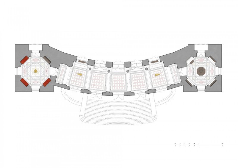 Interiéry předsálí České filharmonie v Rudolfinu, Lenka Míková architekti / Lenka Míková, půdorys
