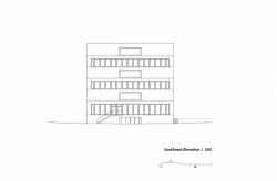 Campus Moos, model, jihovýchodní pohled, E2A